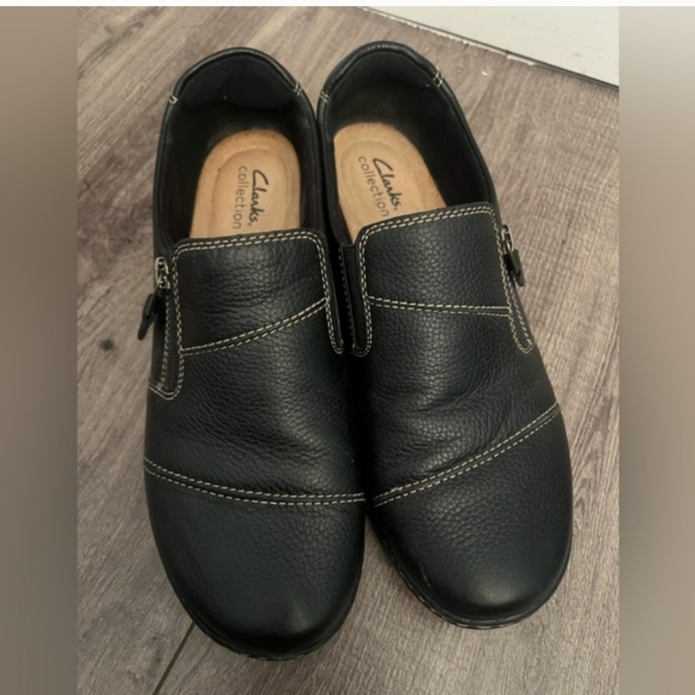 Clarks 9.5 Black Leather Shoes